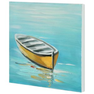 [art.work] Ručně malovaný obraz - člun - plátno napnuté na rámu - 30x30x2,8 cm