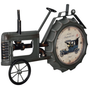 [en.casa]® Nástěnné hodiny ve tvaru traktoru – analogové - 41 x 3,5 x 27 cm - barevné