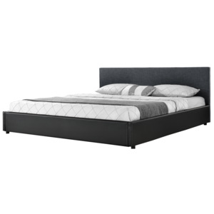 [my.bed] Elegantní manželská postel - 180x200cm (Záhlaví: textil černá / Rám: koženka černá) - s roštem HTCMB-38019 + HTCMB-38092