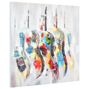 [art.work] Ručně malovaný obraz - gitary - plátno napnuté na rámu - 100x100x3,8 cm