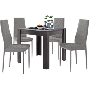 Set jídelního stolu v betonovém dekoru a 4 šedých jídelních židlí Støraa Lori and Barak, 80 x 80 cm