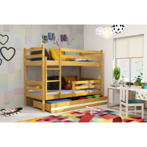 Dětská patrová postel z borovicového dřeva v dekoru olše F1274