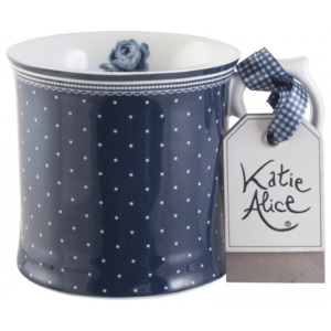 Katie Alice - hrnek Spot 400 ml (Porcelánový hrnek Spot na kávu nebo čaj s bílými puntíky na modrém podkladě.)