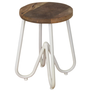Odkládací stolek s deskou z mangového dřeva s bílým podnožím HSM collection, ⌀ 38 cm
