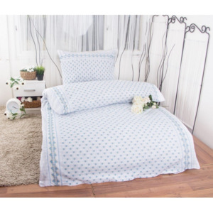 XPOSE ® Bavlněné povlečení na 2 postele EVA modrá, 140x70/70x90cm