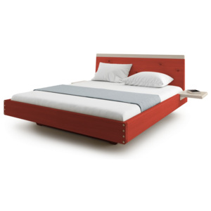 Červená dvoulůžková postel z masivního dubového dřeva JELÍNEK Amanta, 160 x 200 cm