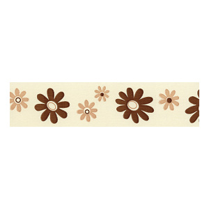 Bordura papírová Květy hnědé - šířka 5cm x délka 5m