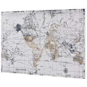 [art.work] Designový obraz na stěnu - tisk na pergamenový papír - mapa světa 1 - napnutý na rámu - 60x90x3,8 cm