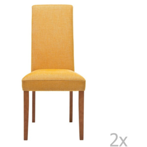 Sada 2 žlutých jídelních židlí s podnožím z bukového dřeva Kare Design Rhytm