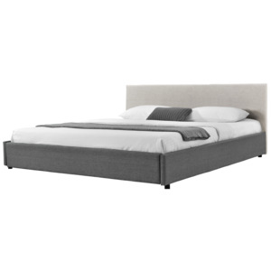 [my.bed] Elegantní manželská postel - 180x200cm (Záhlaví: alcantara koženka šedobílá / Rám: textil šedá) - s roštem
