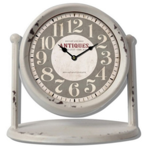 Kovové hodiny Antiques, stolní (Krásné stolní kovové hodiny s výraznou patinou ve venkovském Provence stylu.)