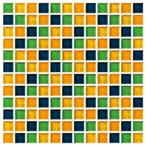 ASHS236 Mozaika skleněná žlutá modrá zelená 29,7x29,7cm