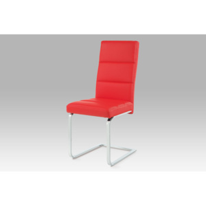 Jídelní židle B931N RED, koženka červená/chrom DOPRODEJ