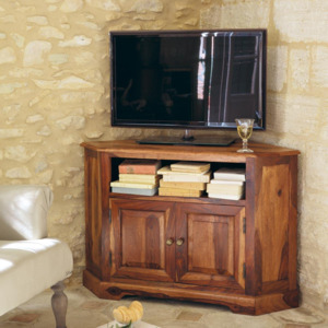 TV stolek rohový z indického masivu palisandr Barva Barva č. 7 - Antique White CR-2D-TVC