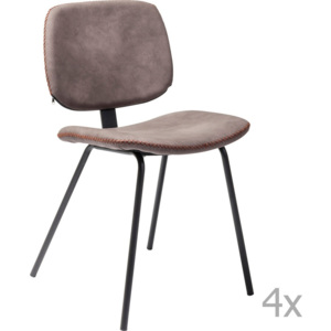 Sada 4 hnědých jídelních židlí Kare Design Barber
