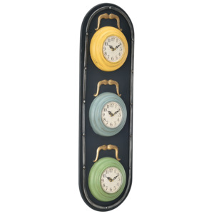 [en.casa]® Nástěnné hodiny ve tvaru semaforu - analogové - 25 x 4,5 x 80 cm - barevné