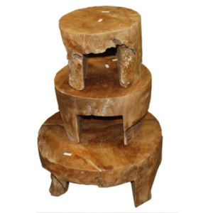 Sada 3 konferenčních stolků z teakového dřeva HSM collection Mara, ⌀ 50 cm