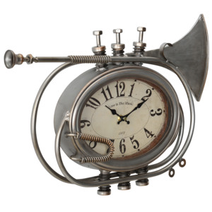 [en.casa]® Nástěnné hodiny ve tvaru trumpety - analogové - 68 x 5,5 x 68 cm - barevné - sklo