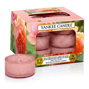 Yankee Candle – čajové svíčky Sun Drenched Apricot Rose, 12 x 9,8 g