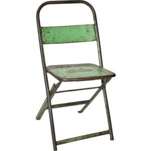 Industrial style, Světle zelená kovová skládací židle 81x38x35cm (1541)