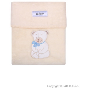 Dětská deka Womar 75x100 béžová medvídek s modrou mašlí