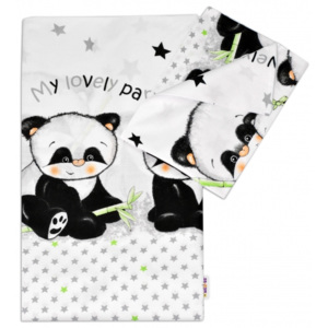 Baby Nellys 2-dílné bavlněné povlečení Panda - bílé, D19