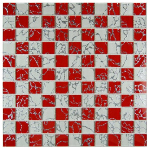 Maxwhite JSM-JL042 Mozaika skleněná šachovnice bílá červená 29,7x29,7cm sklo