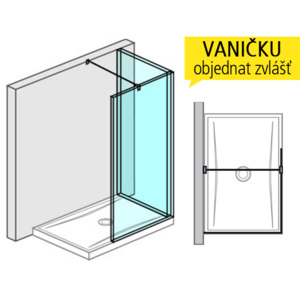Pure Walk-IN "L" skleněná stěna 120 x 80 cm, výplň:transparent, JIKA