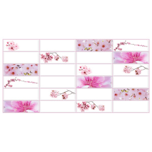 PVC obkladové 3D panely Dlaždice květy třešně