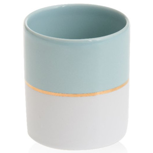 Yankee Candle - svícen Simply Pastel modrý (Keramický svícen z decentní kolekce Simply Pastel - bílá keramika a pastelové barvy oživené tenkým zlatým 
