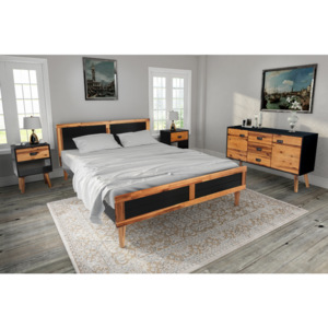 4ks set nábytku do ložnice, masivní akáciové dřevo, 140x200 cm