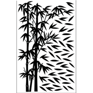 Samolepící pokojová dekorace Bambus černý s listím 60x32cm