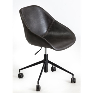Kancelářská židle Poler, kůže/kov, tmavě šedá