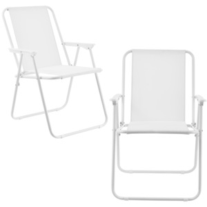 [casa.pro]® Camping židle - dvojité rybářské křeslo set,74 x 54 cm 31 x 37,5 cm,bilá