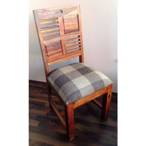 Židle s polstrovaným sedákem z indického masivu palisandr Barva Barva č. 9 - Natural X-WD-946