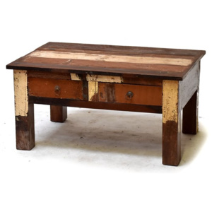 Konferenční stolek z antik teakového dřeva v "Goa" stylu, 60x90x46cm
