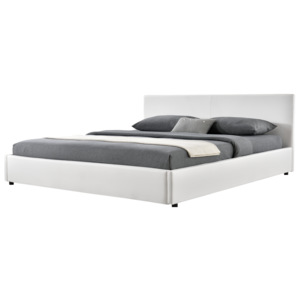 [my.bed] Elegantní manželská postel - 140x200cm (Záhlaví: koženka bílá / Rám: koženka bílá) - s roštem HTCMB-38001 + HTCMB-38081