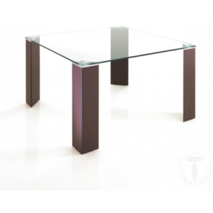 Jídelní stůl CORNER Q 120x120cm TOMASUCCI (barva - syntetická kůže Moka, sklo)