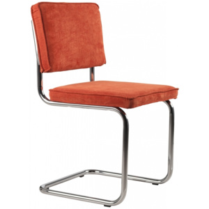 Židle ZUIVER RIDGE RIB, oranžová/lesklý rám