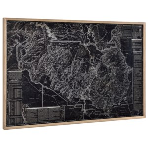 [art.work] Designový obraz na stěnu - hliníková deska - mapa Grand Canyonu - zarámovaný - 80x120x3,8 cm