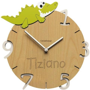 CALLEADESIGN Dětské nástěnné hodiny s vlastním jménem CalleaDesign krokodýl 57-10-1-91
