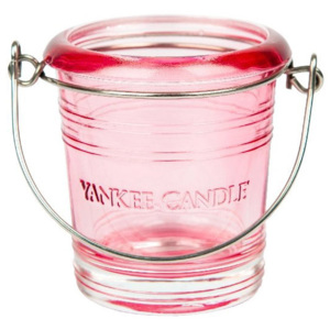 Yankee Candle - svícen Glass Bucket růžový (Krásný a roztomilý svícínek na votivní svíčku jako malý skleněný "kyblíček"...)