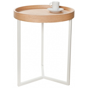 Inviro Odkládací stolek VETIL 40 cm, dub/bílá