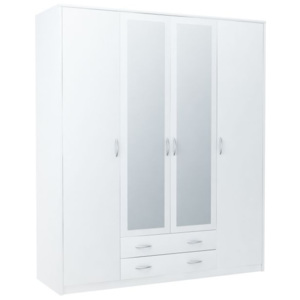 Šatní skříň 168 cm v bílé barvě se zrcadlem typ 4D2S KN538