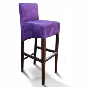 Moderní barová židle se šikmým sedákem, fialová semišová