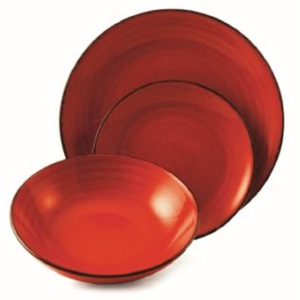 Sada 6 červených polévkových talířů Villa d'Este New Baita, Ø 21,5 cm