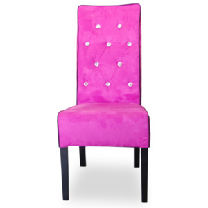 Moderní prošitá židle s kamínky a lemováním, růžová