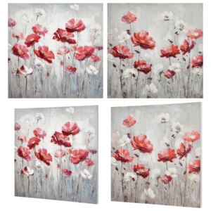 [art.work] Ručně malovaný obraz - květy - plátno napnuté na rámu - (2x80x80x3,8 cm)