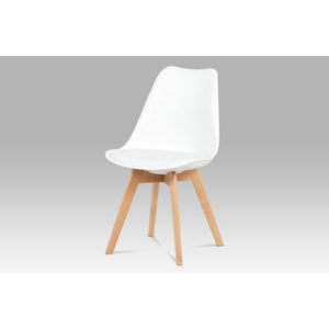 AutronicXML CT-752 WT - Jídelní židle, plast bílý / koženka bílá / masiv buk
