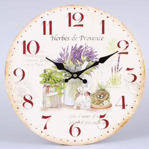 Hodiny nástěnné Herbes de Provence (Nástěnné hodiny v Provence stylu s krásným levandulovým zátiším...)